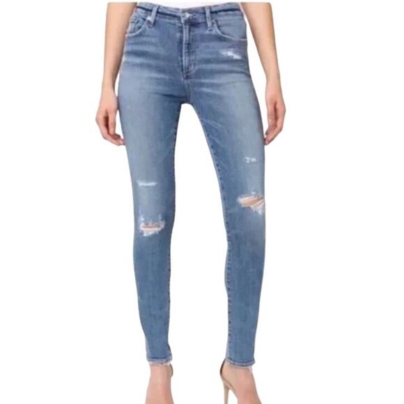 Agolde Sophie High Waist Distressed Skinny Jeans Beyond Blue Women 27 - Picture 1 of 9